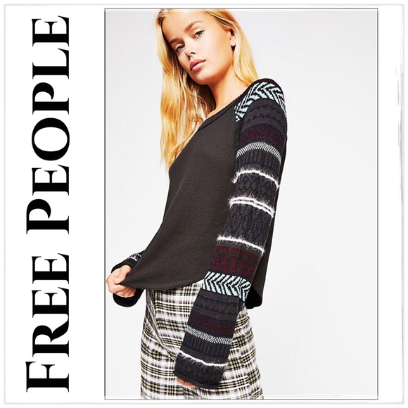 Free People Tops - Free People Washed Black Fairground Thermal Top